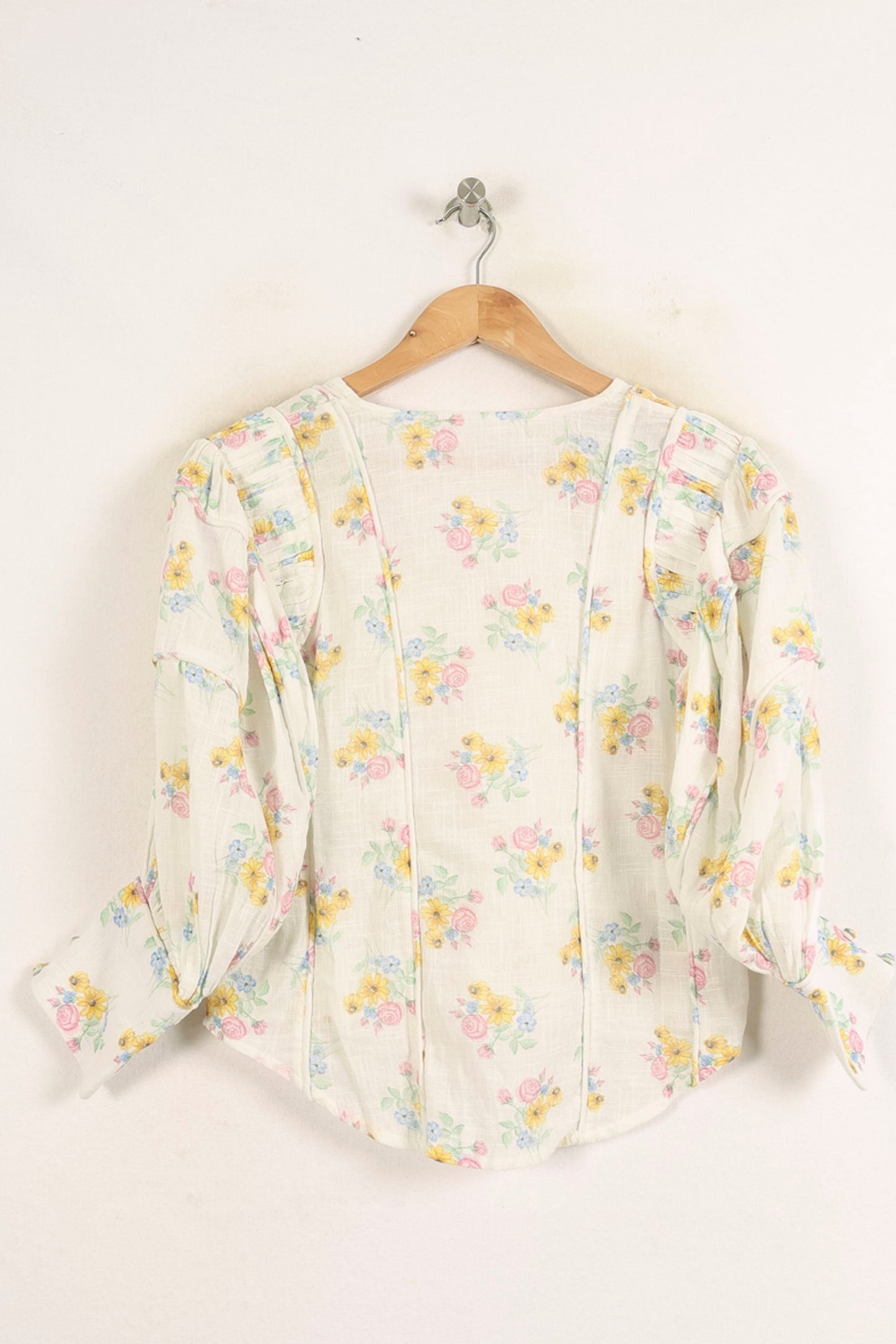 Blouse Blanche à Fleurs - Taille S/36