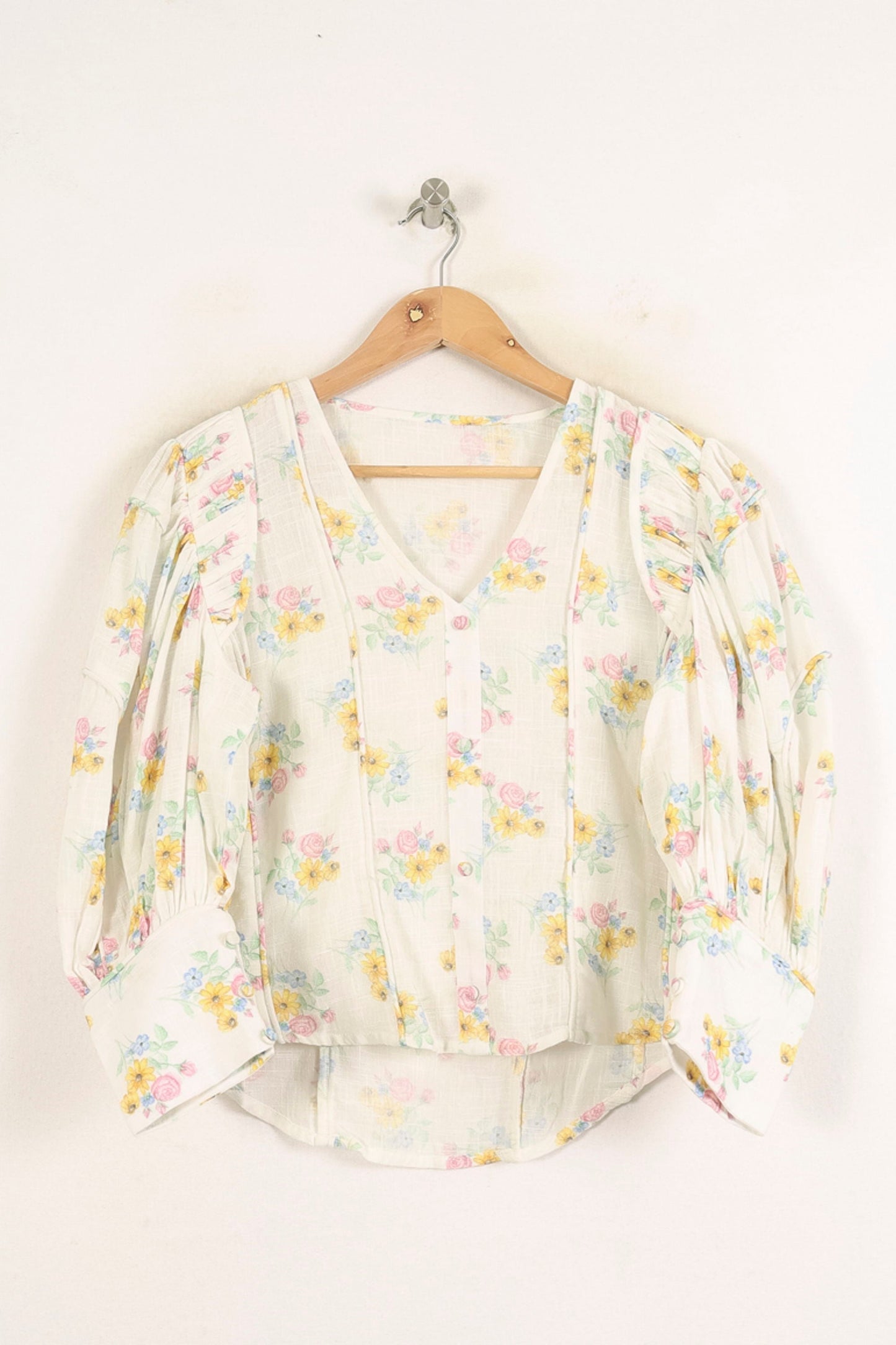 Blouse Blanche à Fleurs - Taille S/36