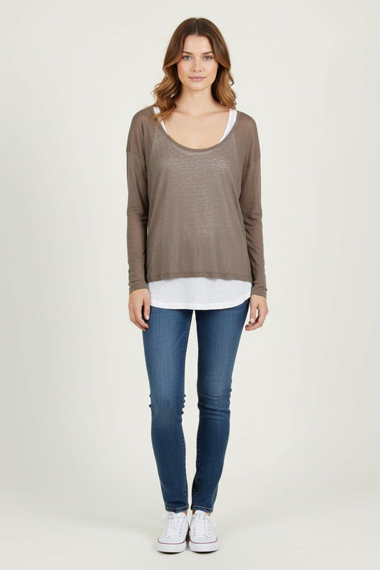 Pull Marron et Blanc - Taille S/36