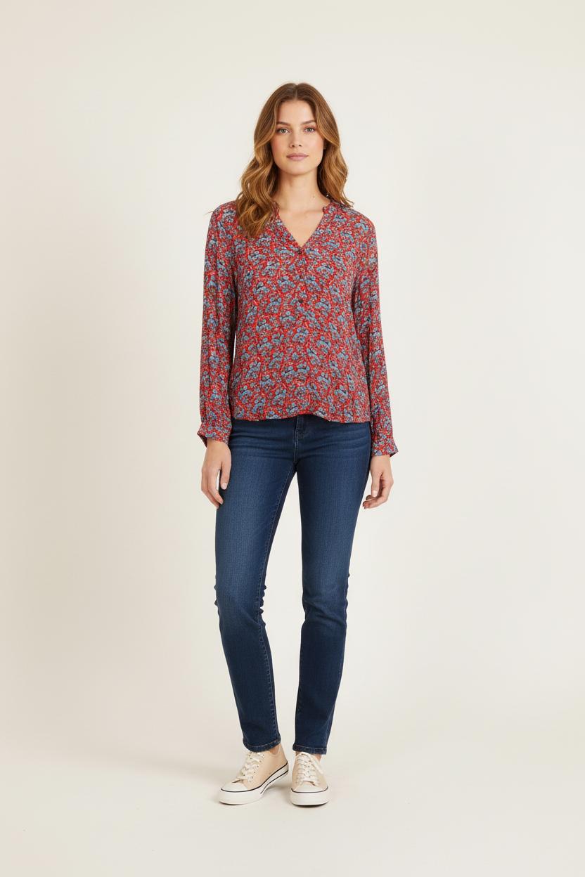 Blouse Rouge et Bleue - Taille XXL/44