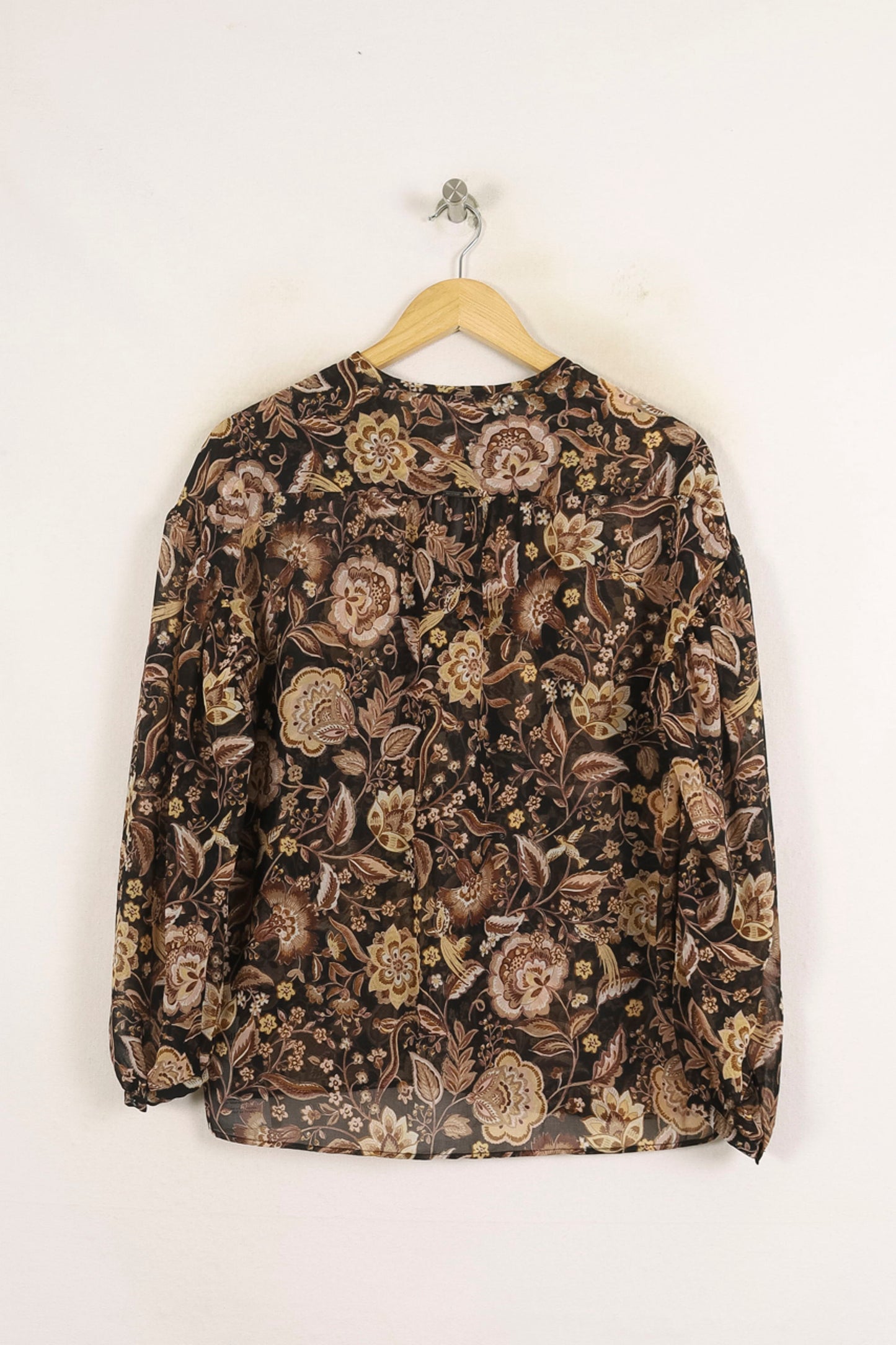 Blouse Fleurie Marron et Beige - Taille S/36