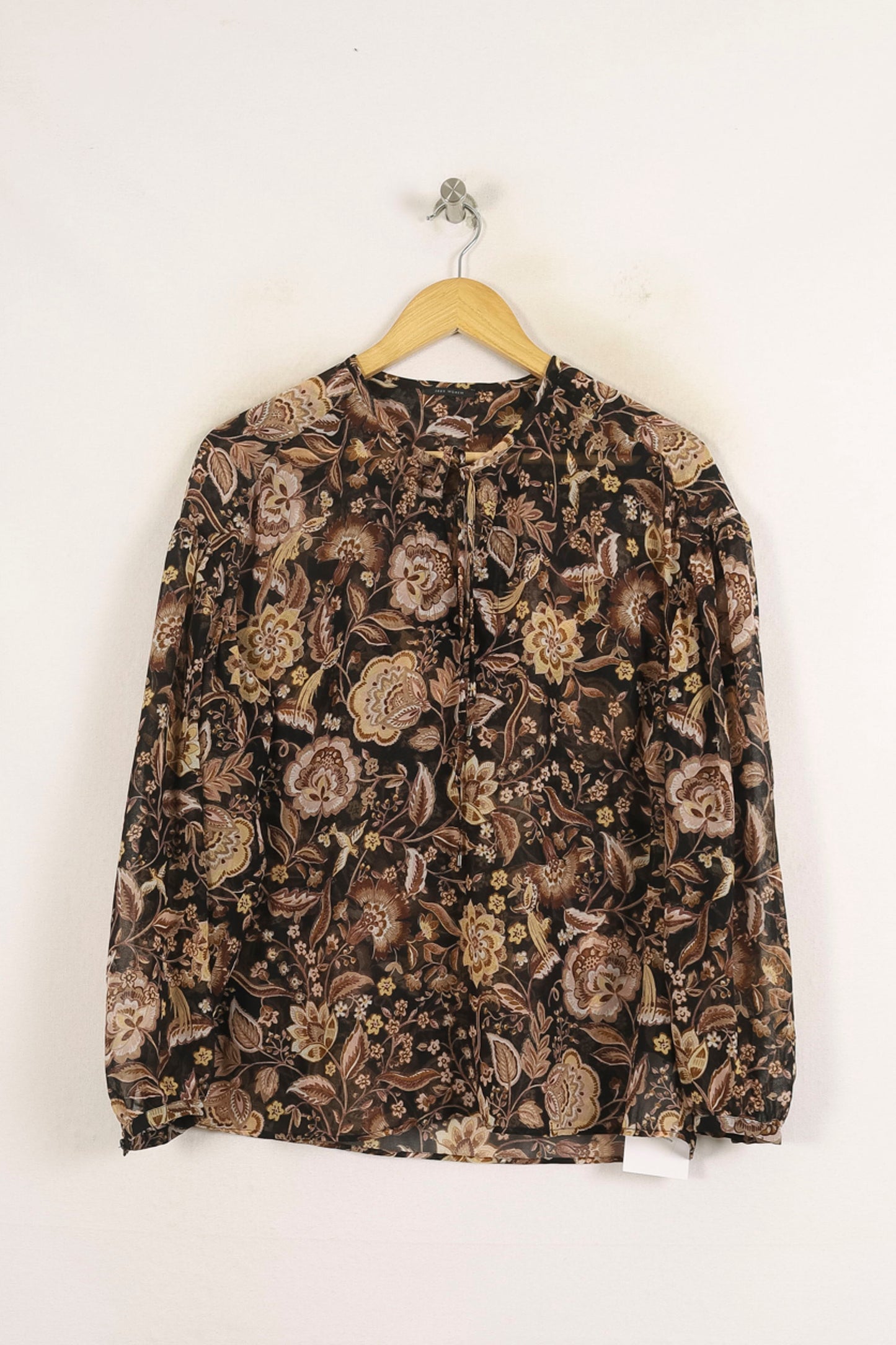 Blouse Fleurie Marron et Beige - Taille S/36