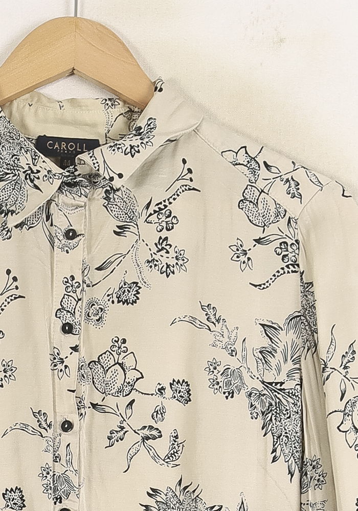 Chemise Fleurie Beige et Noire - Taille XXL/44