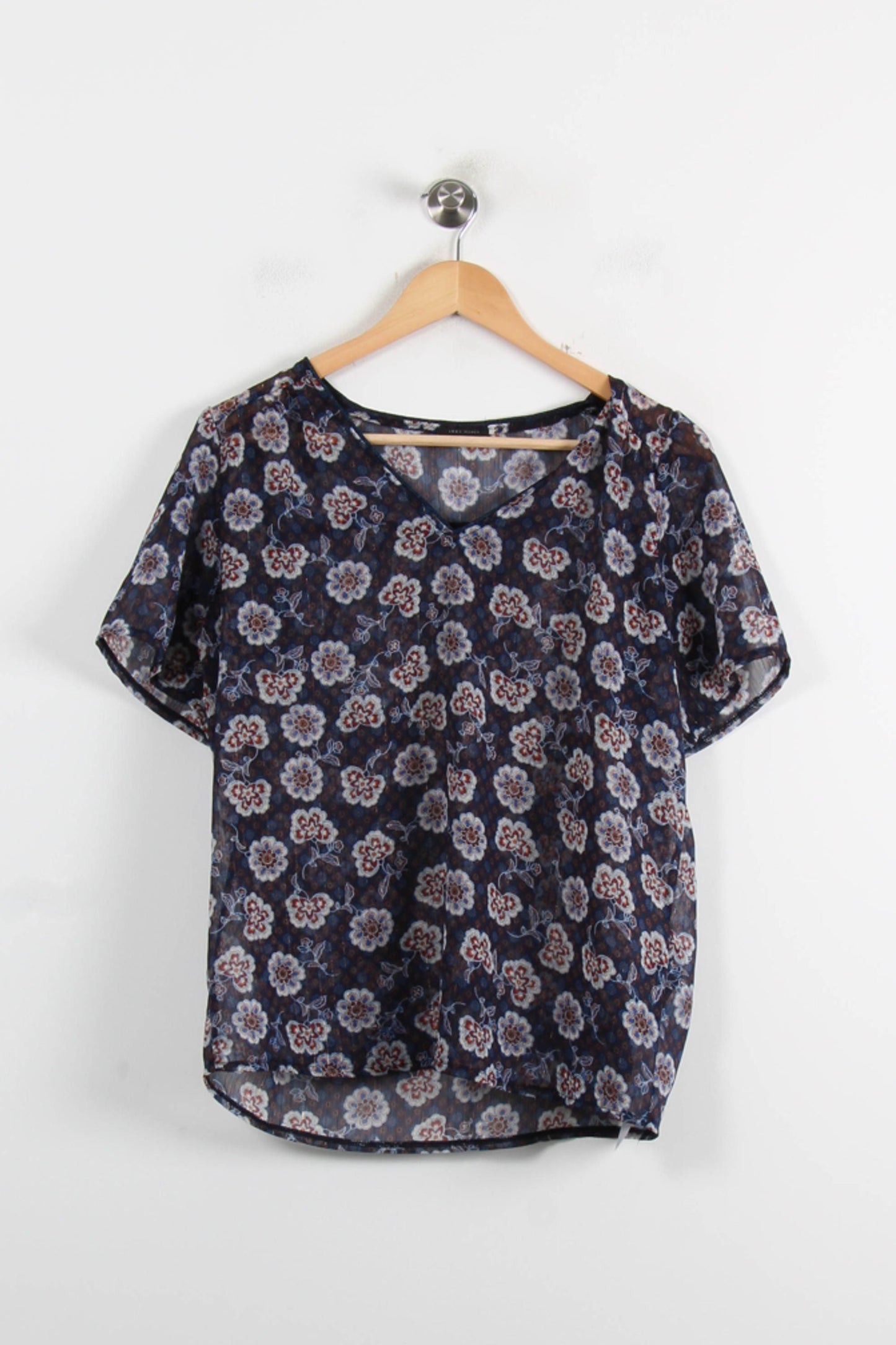 Blouse Fleurie Bleue et Blanche - Taille M/38