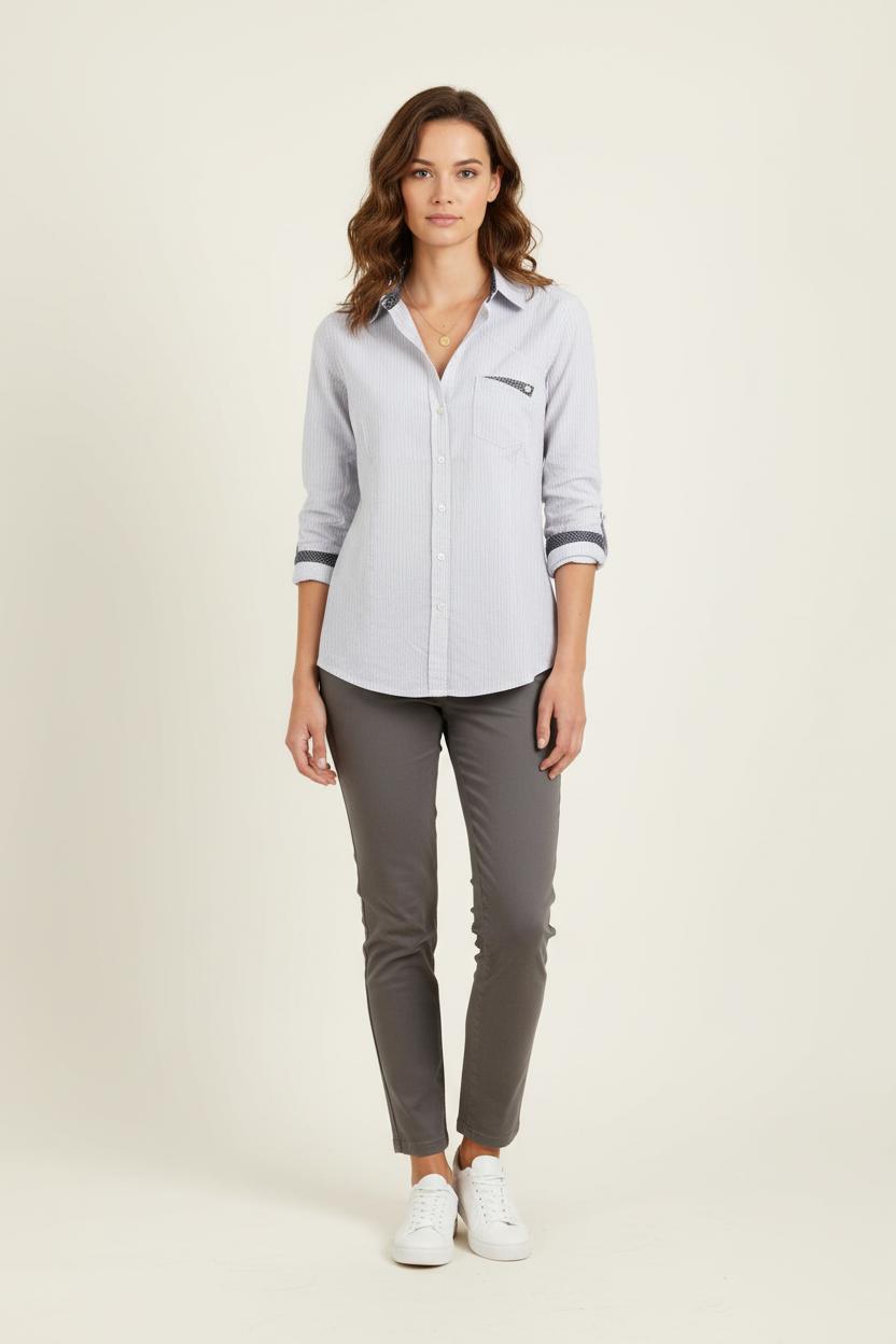 Chemise Rayée Blanche et Bleue - Taille M/38