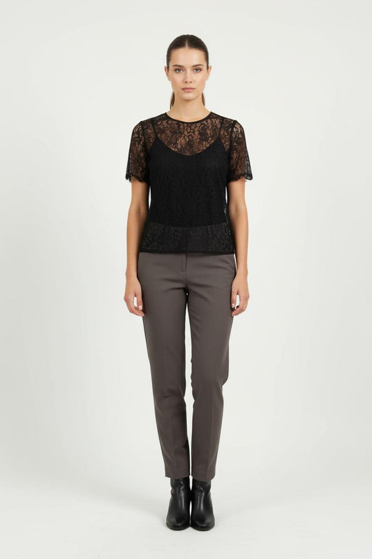 Blouse Et Dentelle Noire - Taille L/40