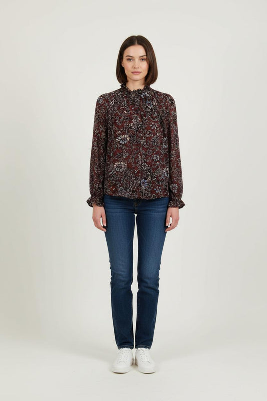 Blouse Bordeaux et Bleu - Taille M/38