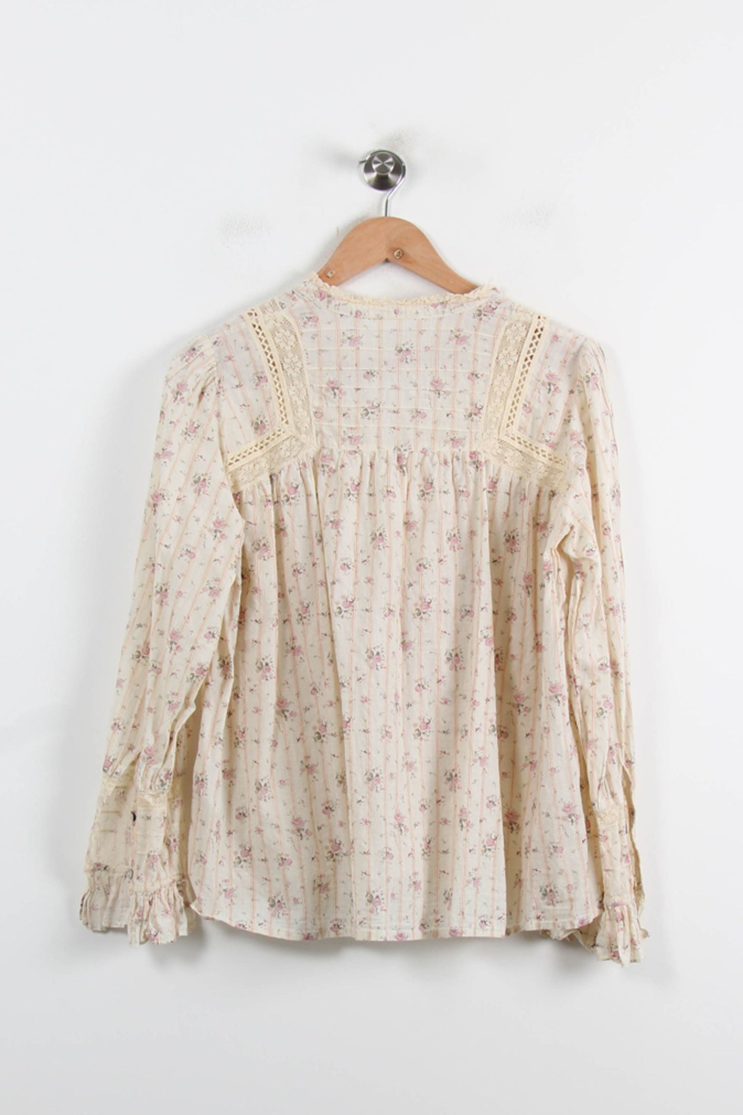 Blouse Beige à Fleurs Roses - Taille M/38