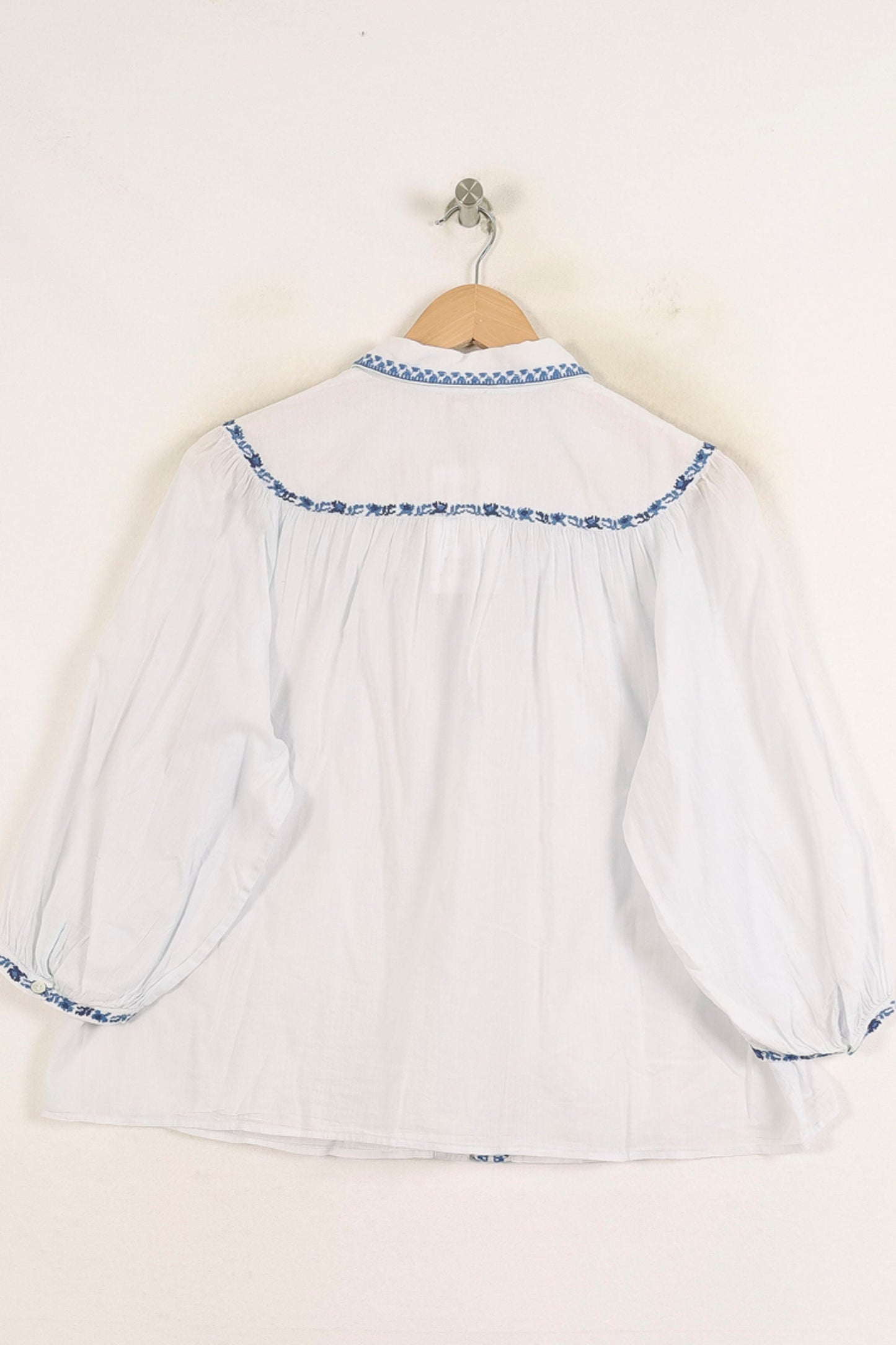 Blouse Blanche et Bleue - Taille L/40