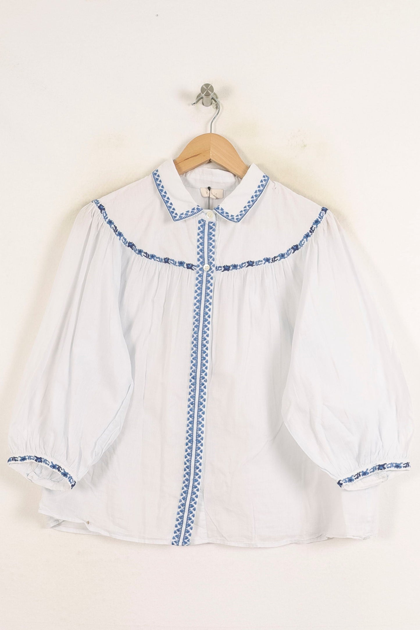 Blouse Blanche et Bleue - Taille L/40