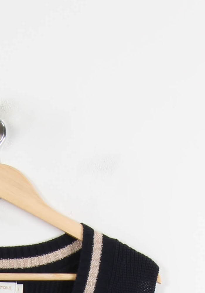 Pull Sans Manches Bleu et Beige - Taille S/36