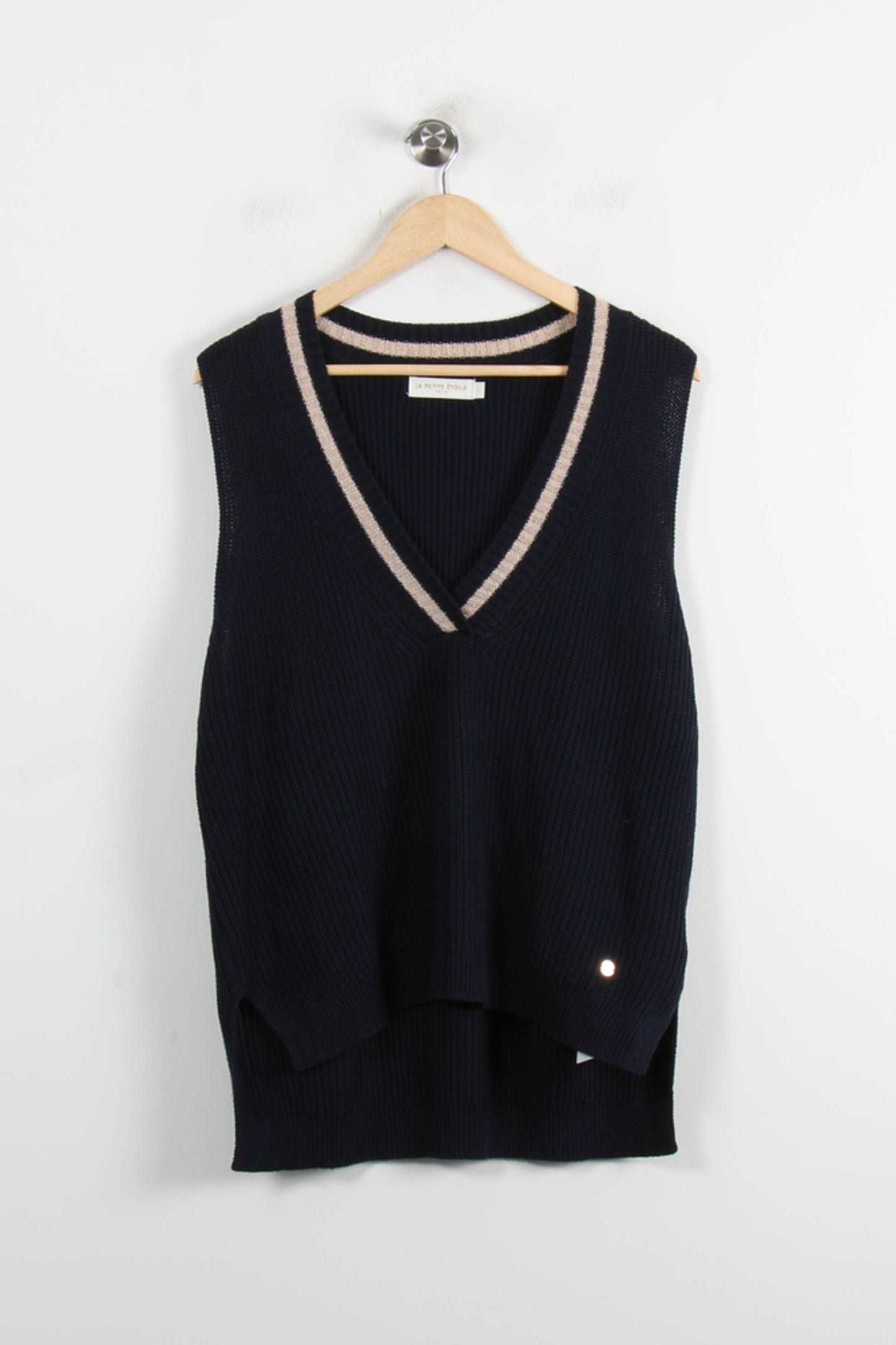 Pull Sans Manches Bleu et Beige - Taille S/36