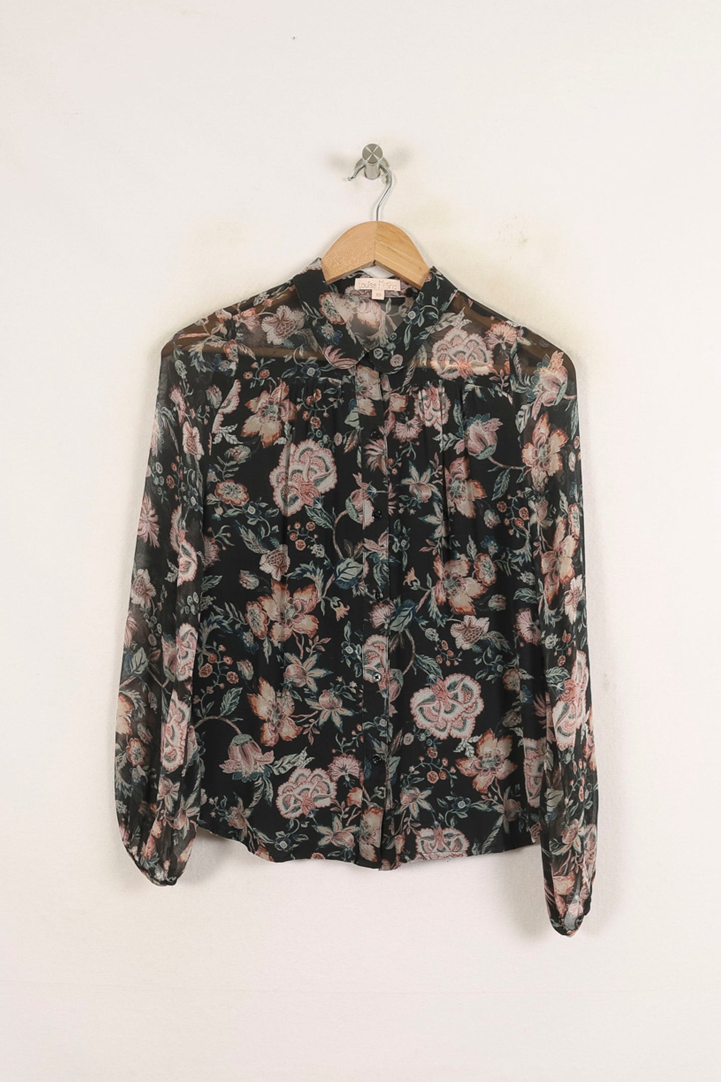 Blouse Noire et Fleurie - Taille XS/34