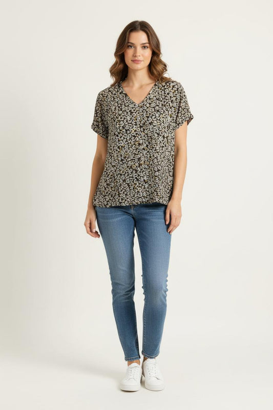 Blouse Noire et Grise - Taille L/40