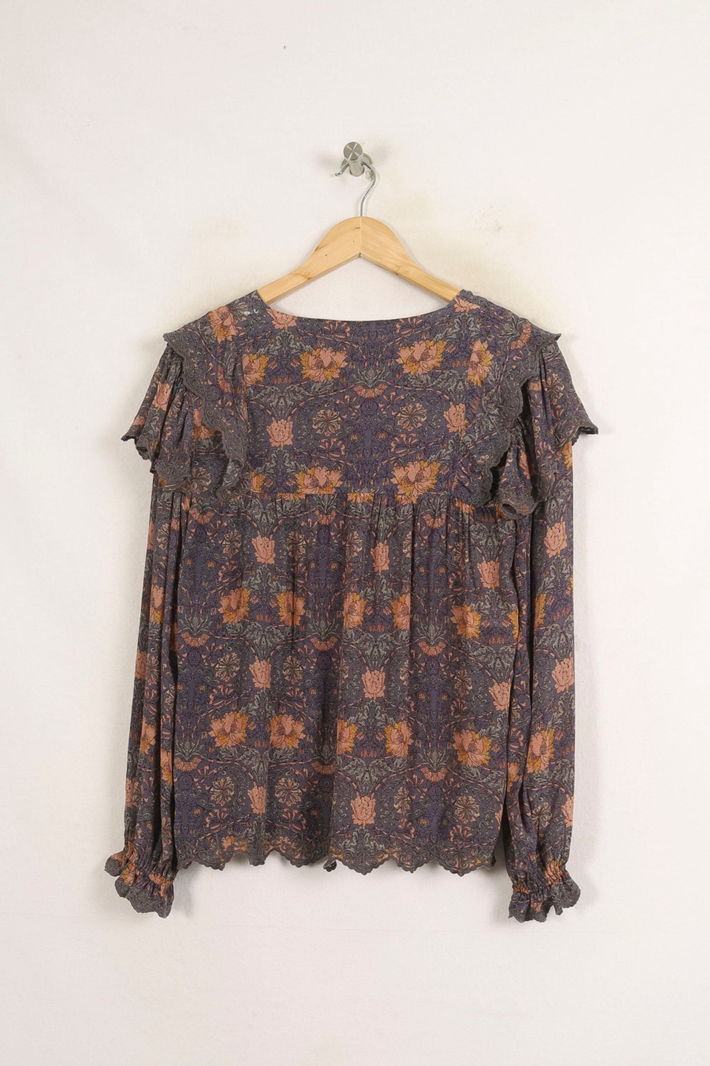 Blouse Fleurie Violette et Orange - Taille XS/34