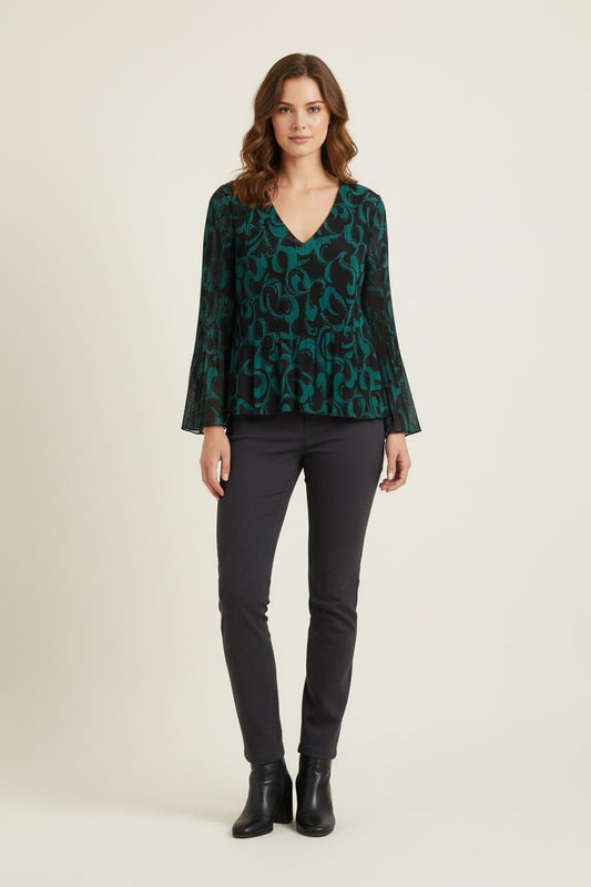 Blouse Verte et Noire - Taille M/38