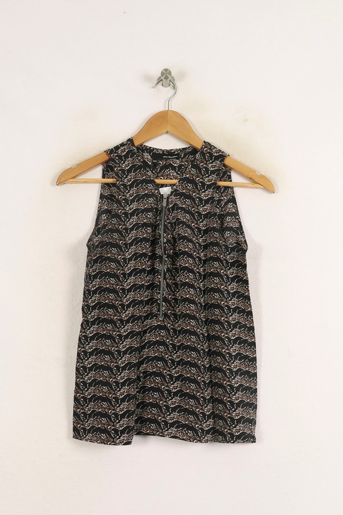 Blouse Sans Manches Marron et Noir - Taille XXS/32