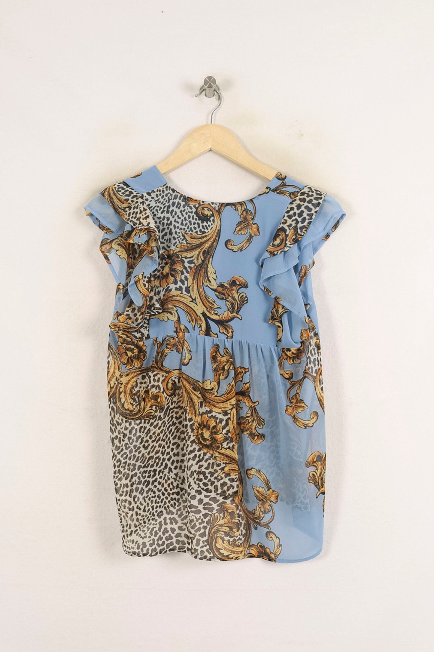 Blouse Bleue et Beige - Taille L/40