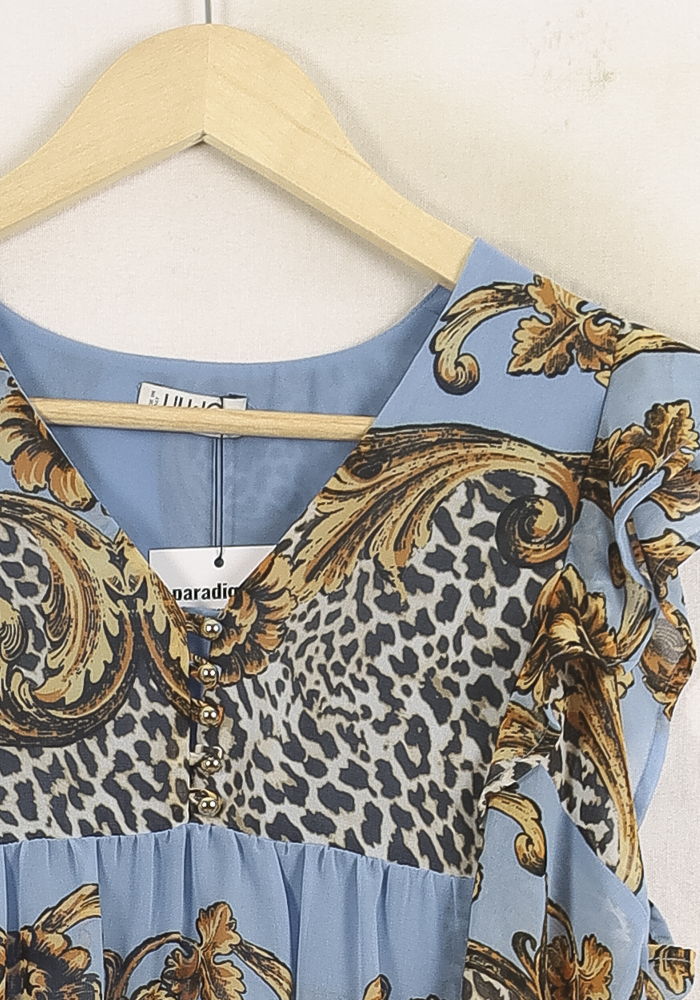 Blouse Bleue et Beige - Taille L/40