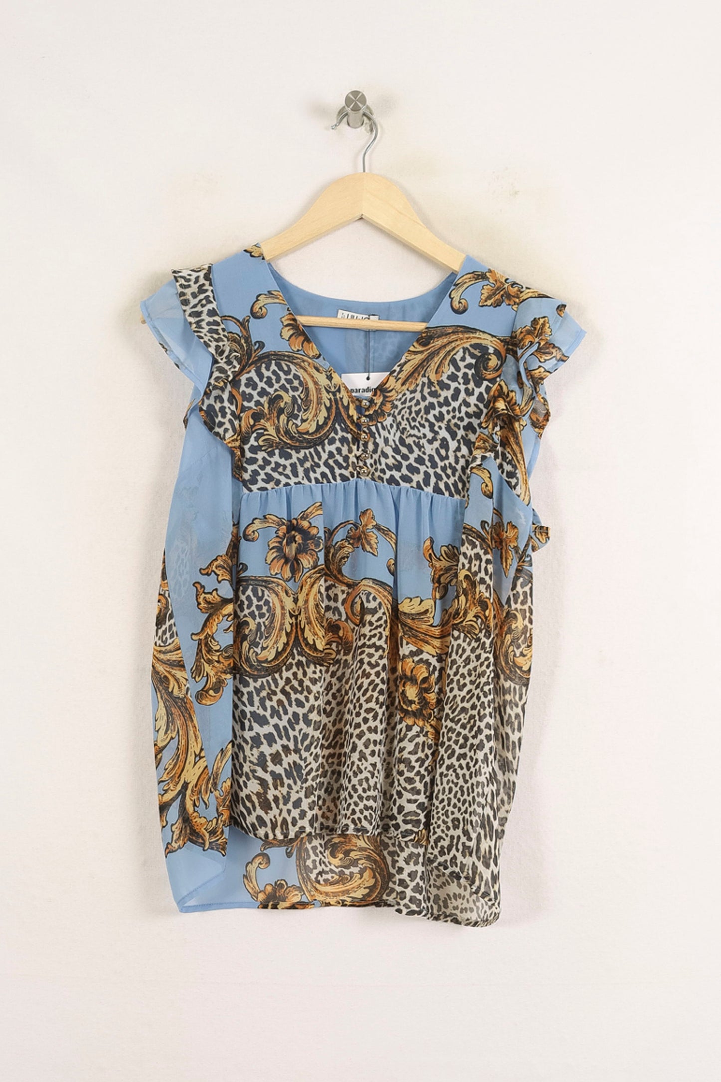 Blouse Bleue et Beige - Taille L/40