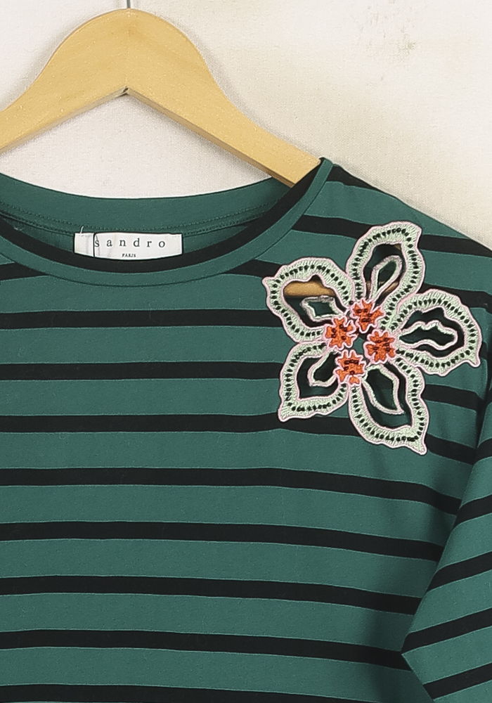 Tee-shirt Rayé Vert et Noir - Taille S/36