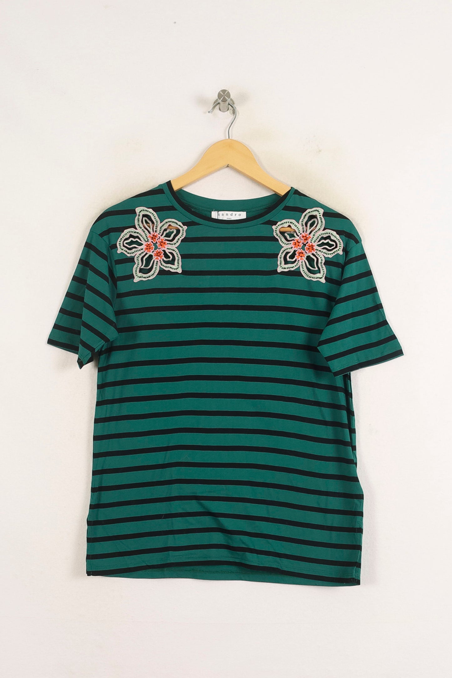 Tee-shirt Rayé Vert et Noir - Taille S/36
