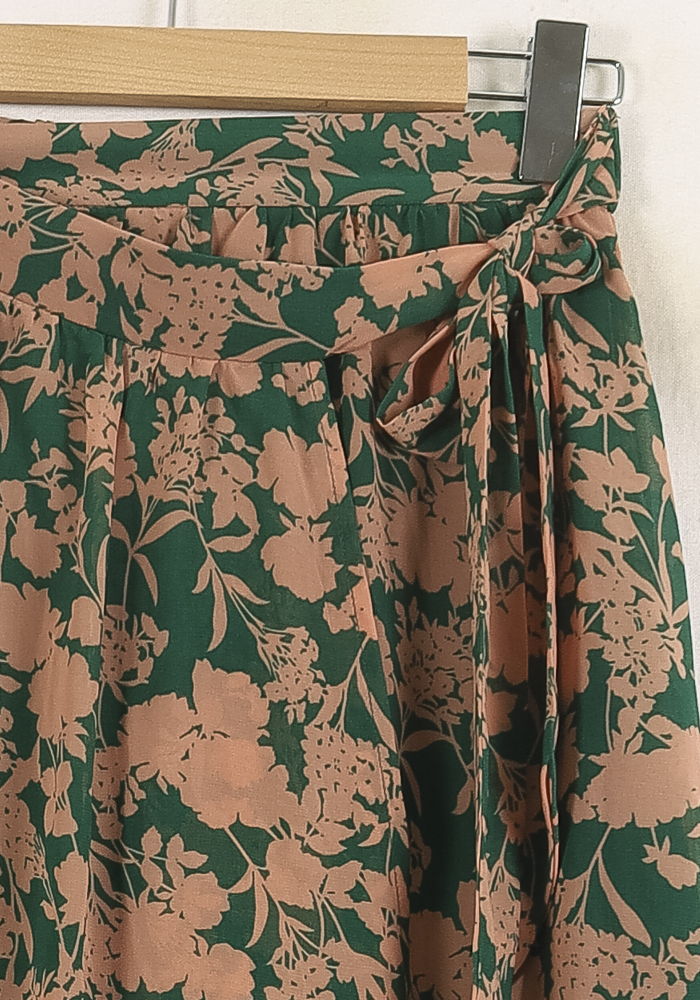 Jupe Longue Verte et Beige - Taille S/36