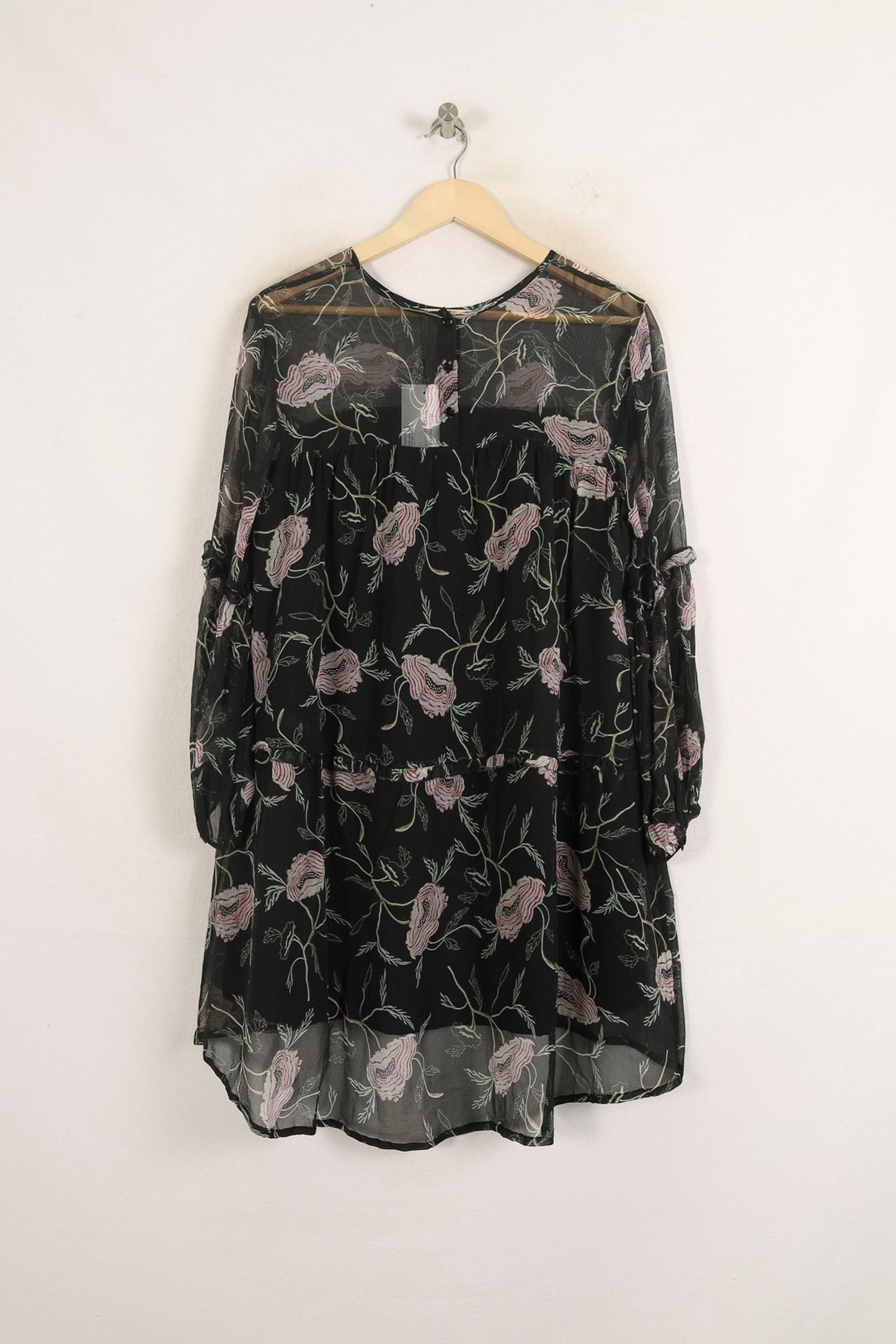 Blouse Noire et Rose - Taille S/36