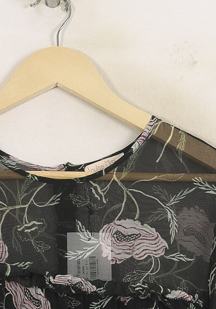 Blouse Noire et Rose - Taille S/36