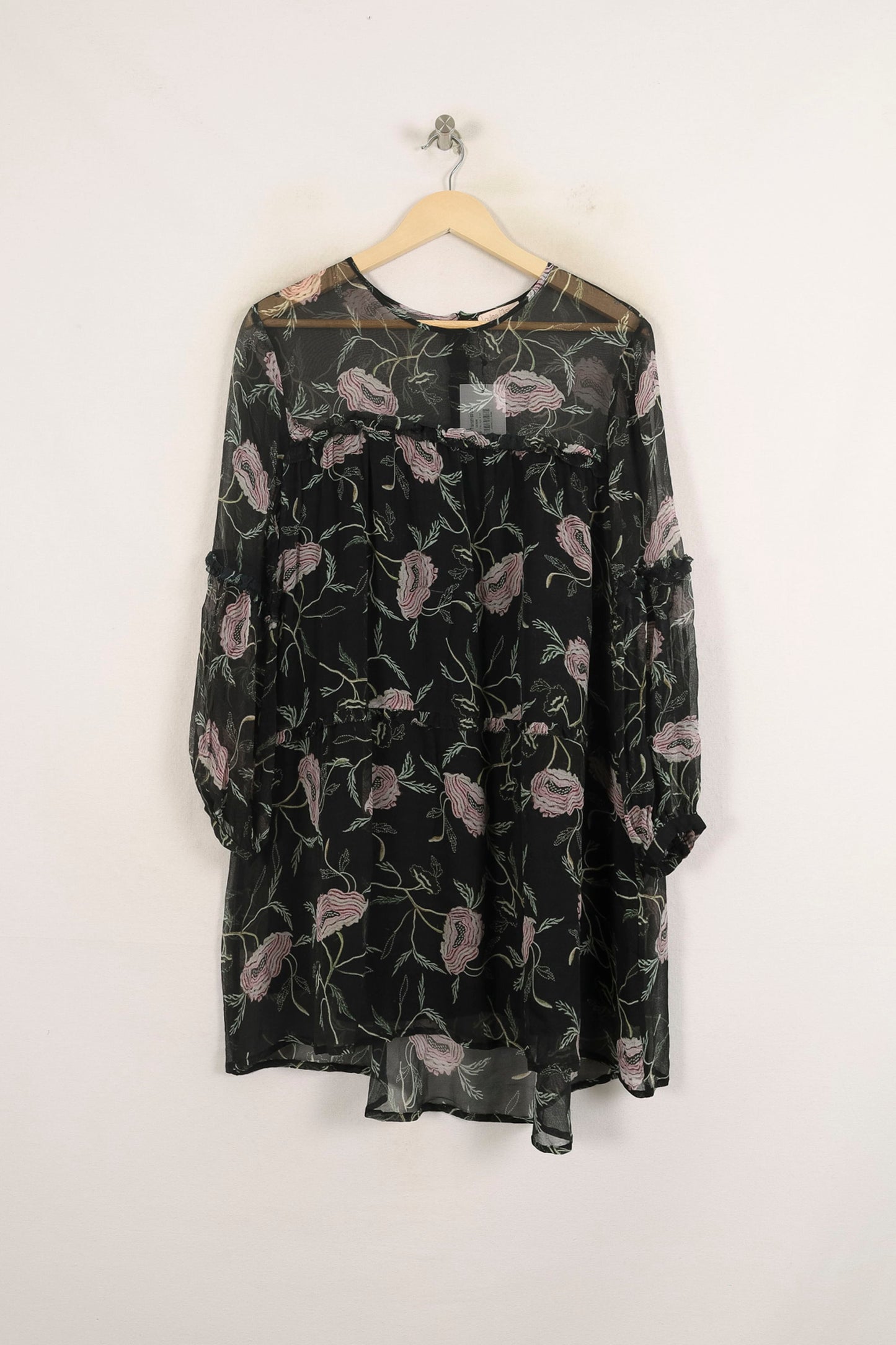 Blouse Noire et Rose - Taille S/36