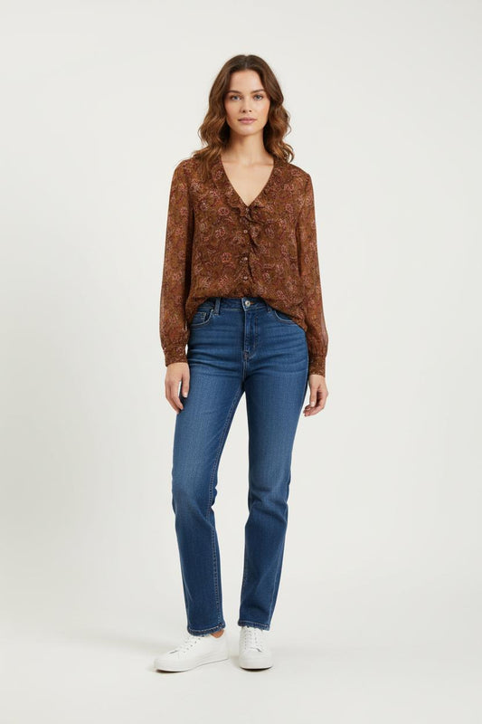 Blouse marron - Taille XS/34