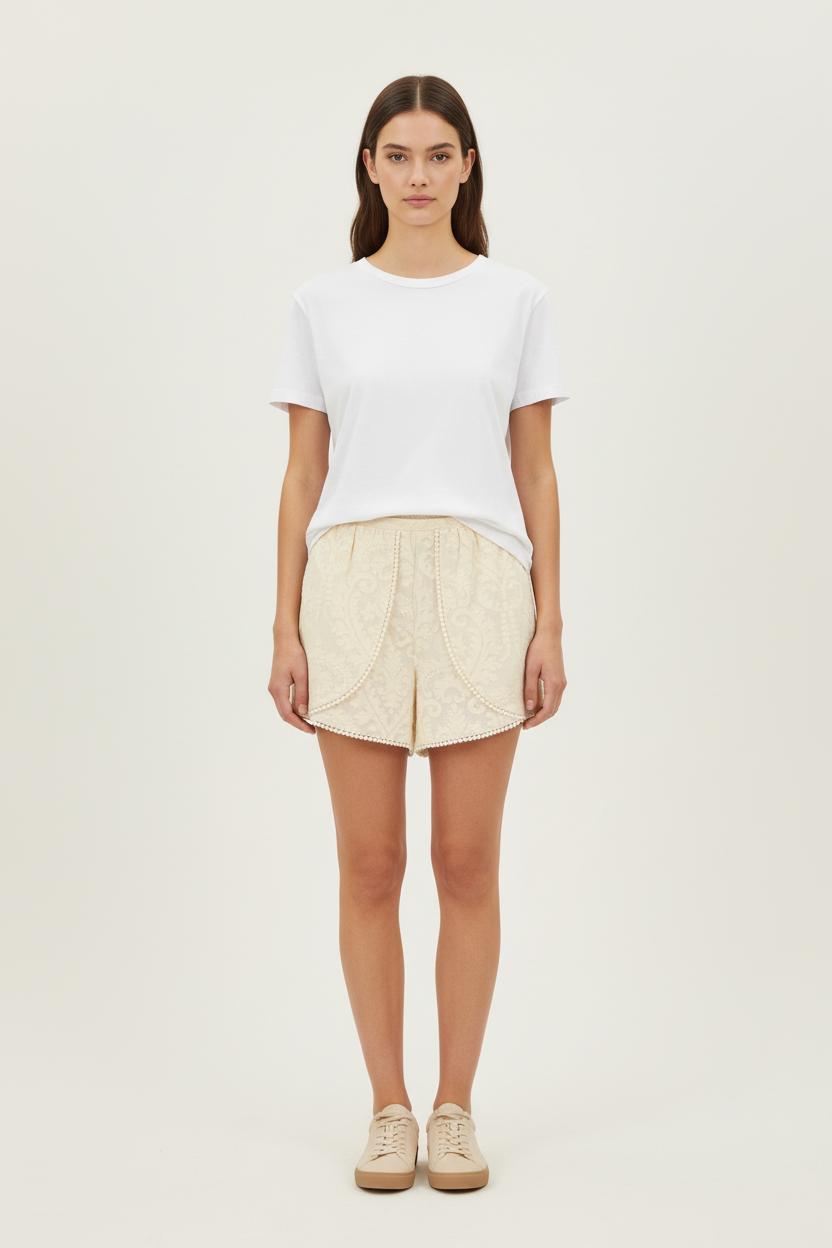 Short Dentelle Beige - Taille XL/42