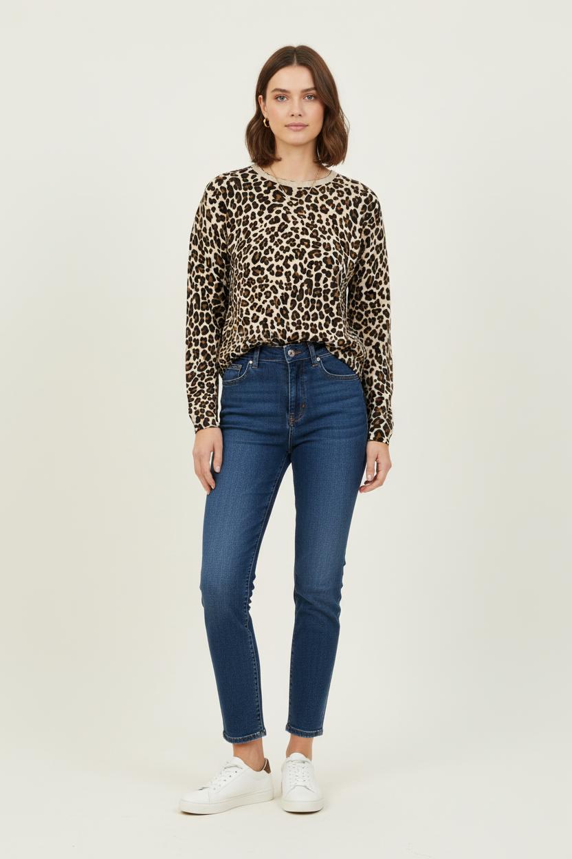 Sweat Léopard Beige et Noir - Taille S/36