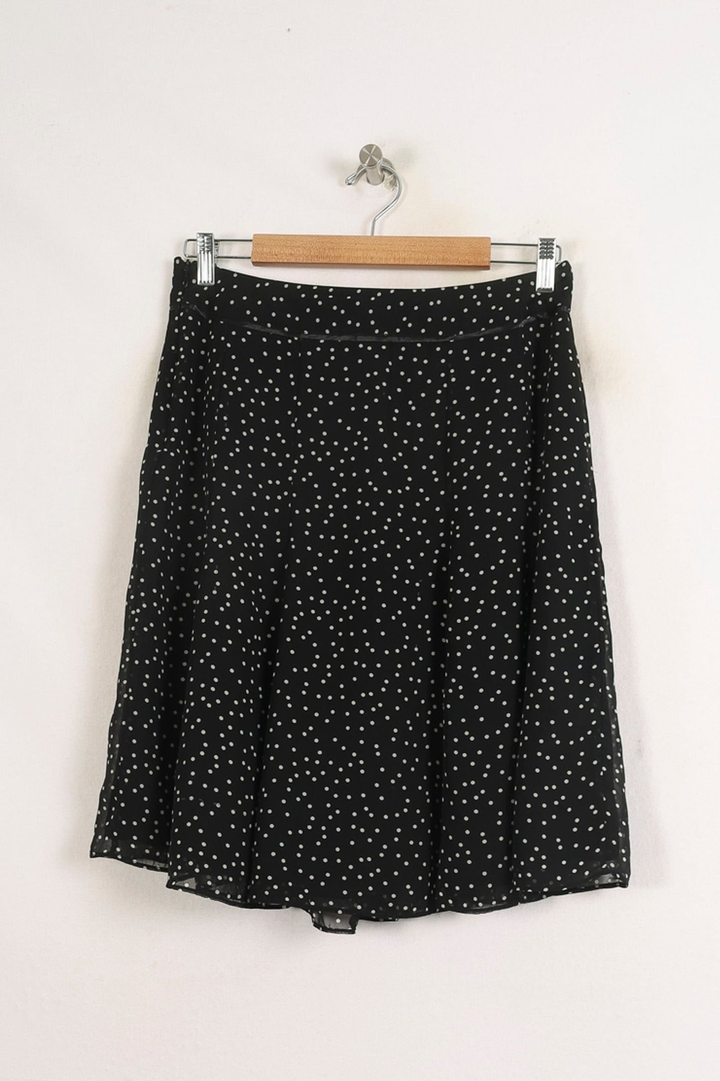 Jupe Midi Noire à Pois Blancs - Taille L/40