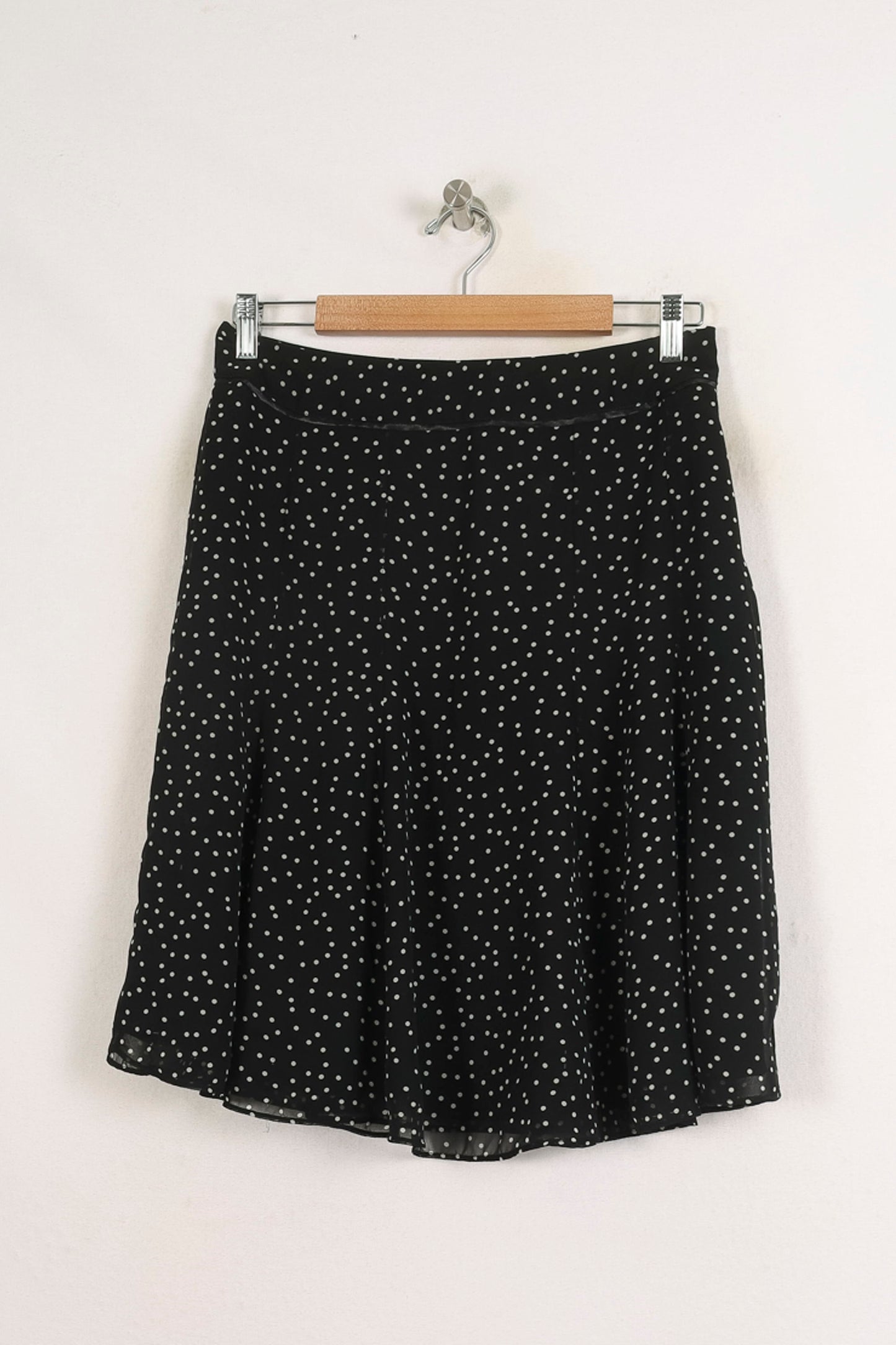 Jupe Midi Noire à Pois Blancs - Taille L/40