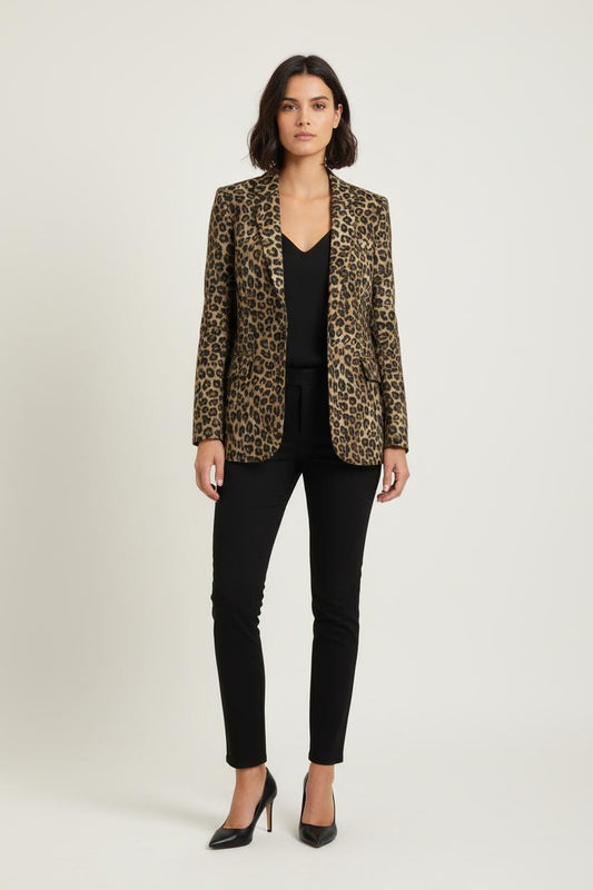 Blazer Imprimé Léopard Marron et Noir - Taille M/38