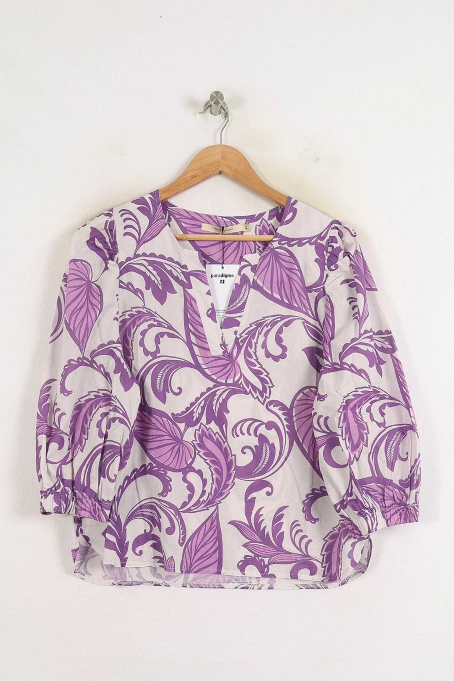 Blouse Blanche et Violette - Taille L/40