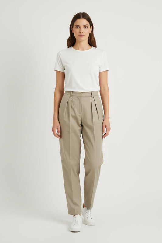 Pantalon Taille Haute Beige - Taille M/38