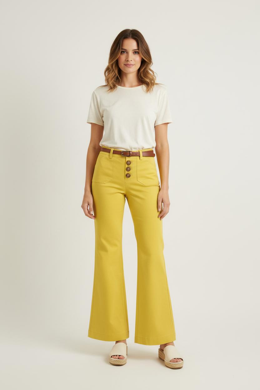 Pantalon Évasé Jaune - Taille S/36