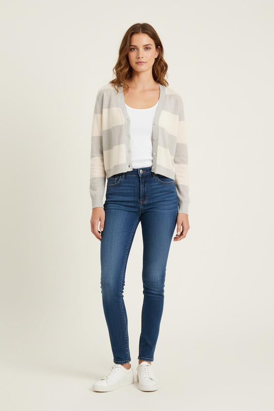 Cardigan Blanc et Gris - Taille S/36