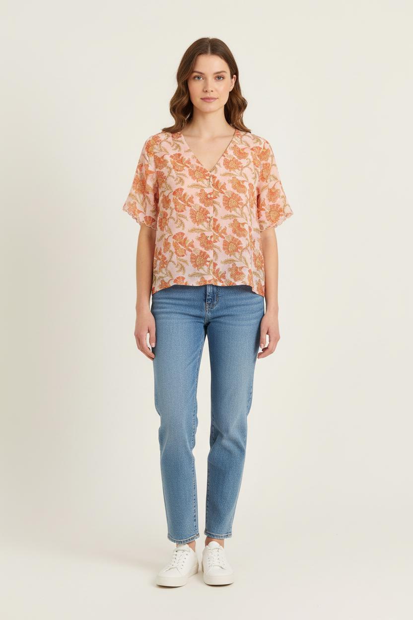 Blouse Rose et Orange - Taille M/38