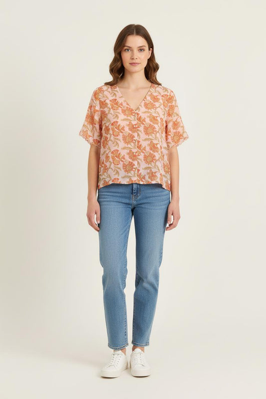 Blouse Rose et Orange - Taille M/38