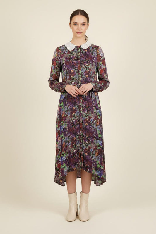 Robe Longue Violette et Multicolore - Taille L/40