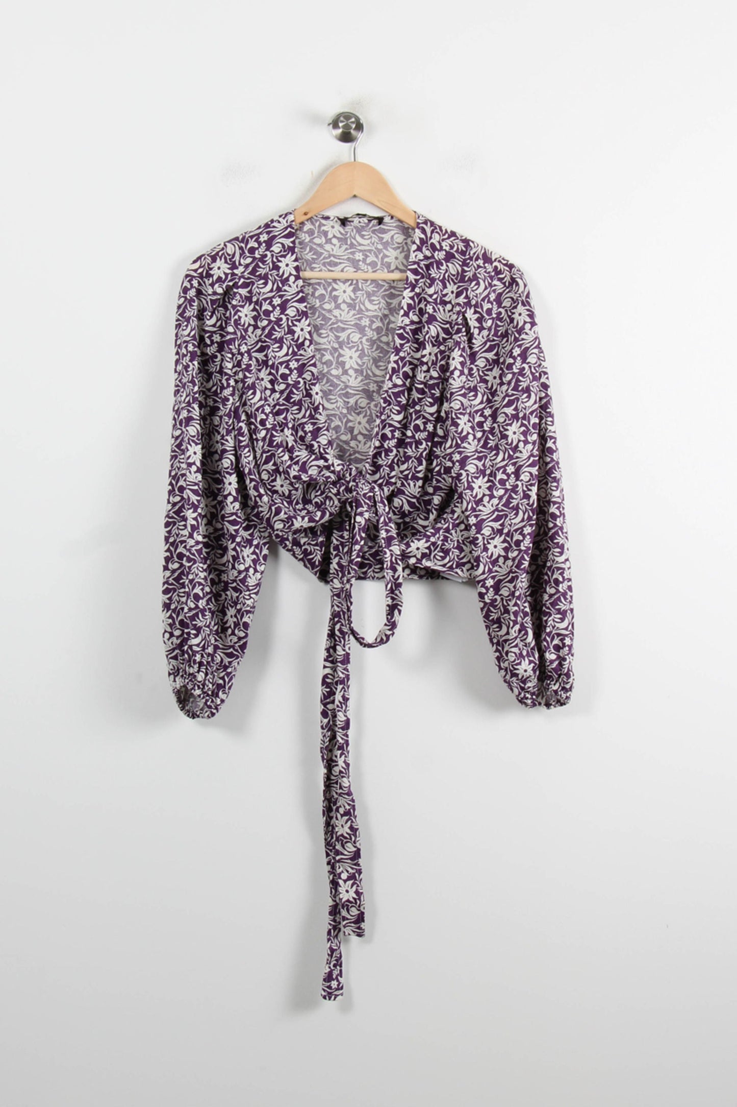 Blouse Fleurie Violette et Blanche - Taille L/40