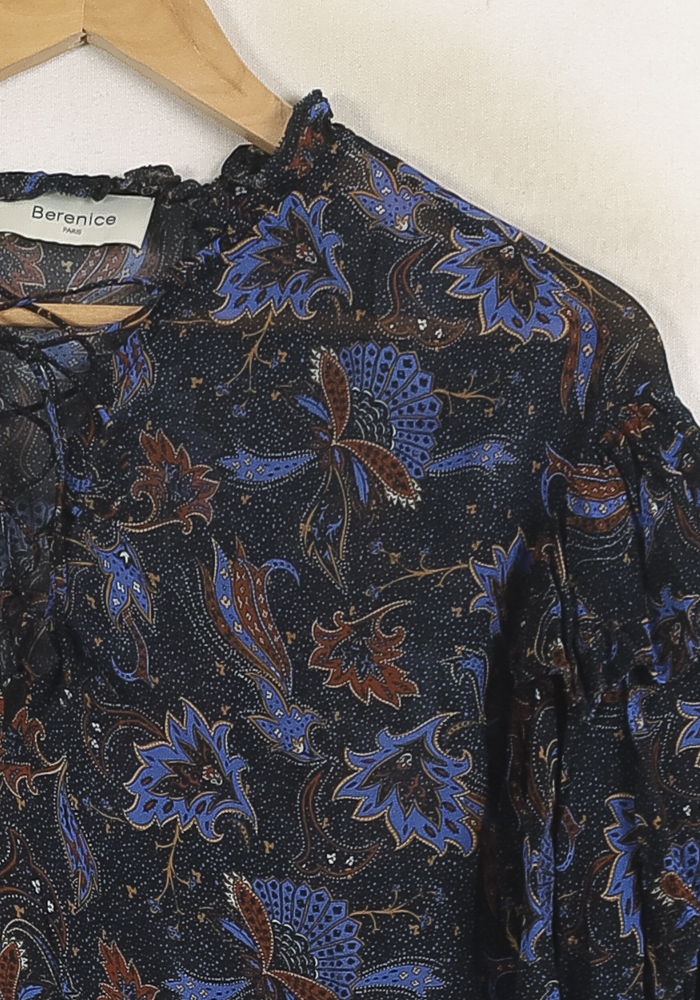 Blouse Bleue et Noire - Taille XS/34