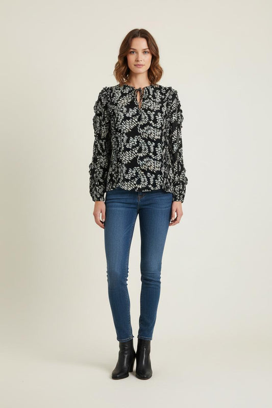 Blouse Noire et Blanche - Taille XS/34