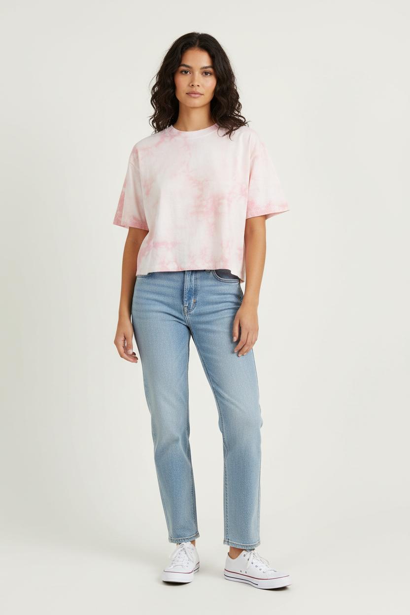 Tee-shirt Rose et Blanc - Taille S/36