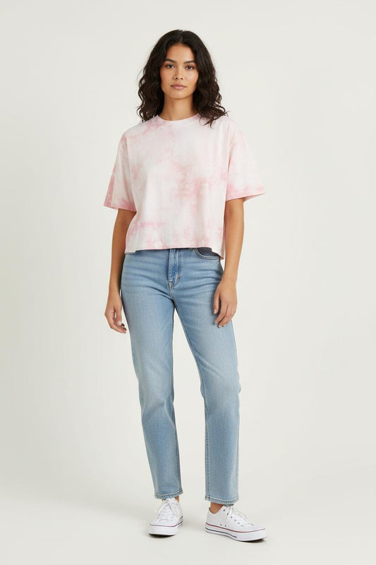 Tee-shirt Rose et Blanc - Taille S/36