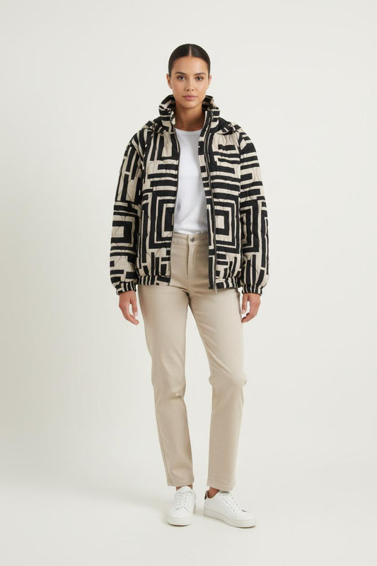 Doudoune Noire et Beige - Taille L/40