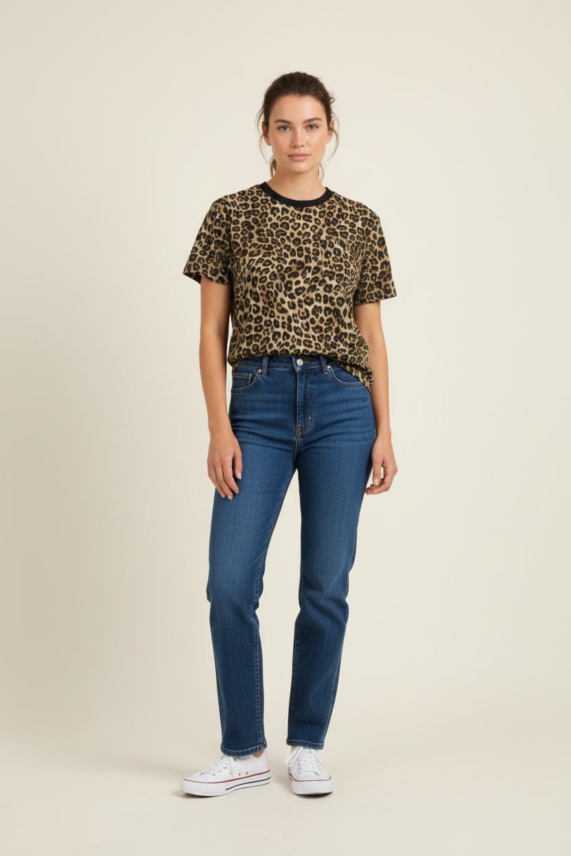 Tee-shirt Léopard Marron et Noir - Taille M/38